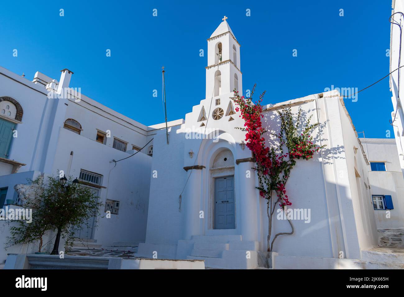 Pyrgos village (Panormos) Holy Trinity church, Tinos, Greece Stock