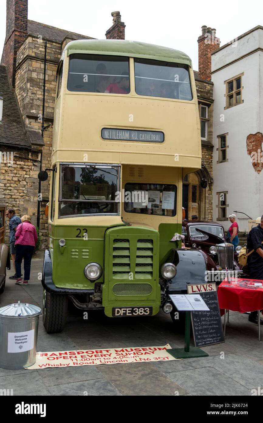 1948 Guy Arab III omnibus on show at Lincoln 1940's weekend, Lincoln Cathedral Quarter, 23rd July 2022 Stock Photo