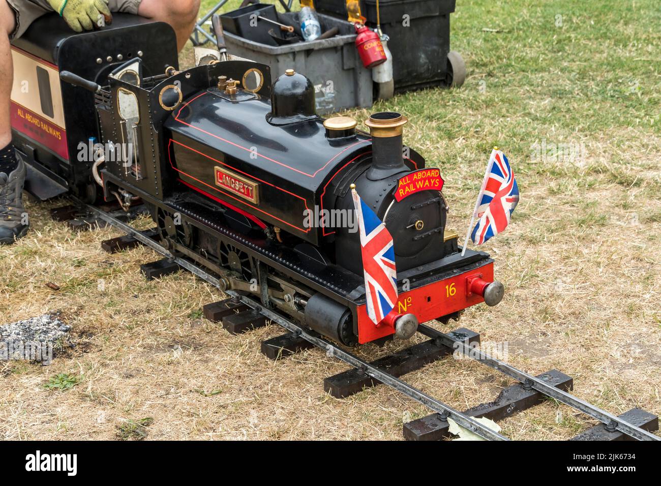 All Aboard Railways train at picnic social in grounds of Lincoln castle Lincolnshire 23rd July 2022 Stock Photo