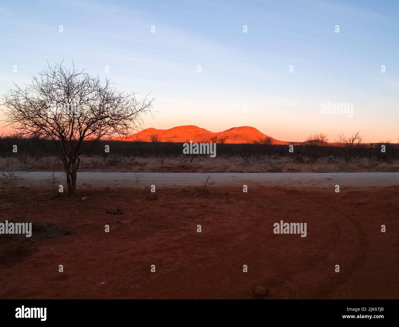 Intensity and typical colours of African sunset illuminating distant