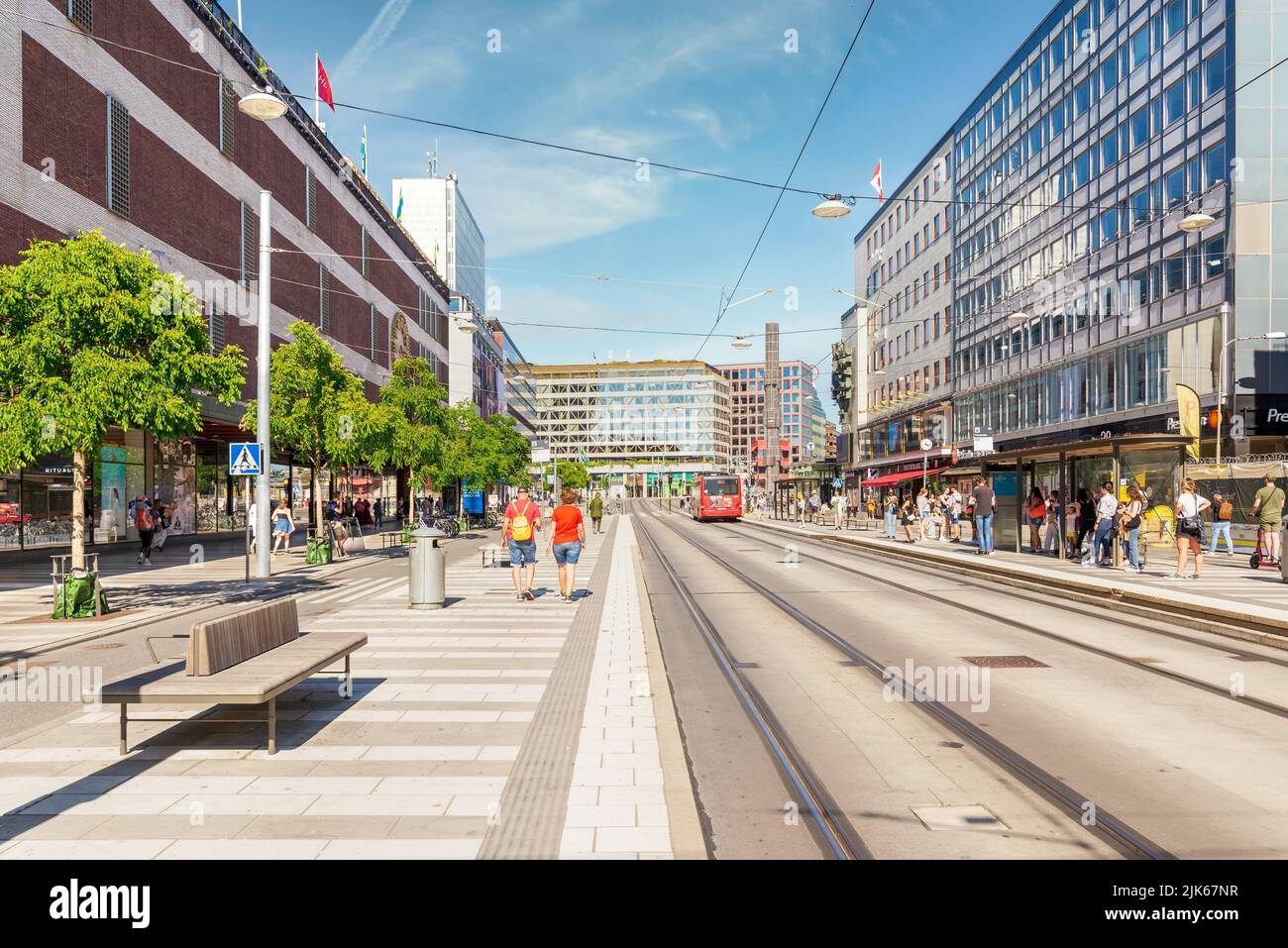 Stockholm, Sweden - June 25 2022: Norrmalm district in central Stockholm,  with the famous Swedish department store, Ahlens, few pedestrians, and low  traffic, in a sunny summer day Stock Photo - Alamy