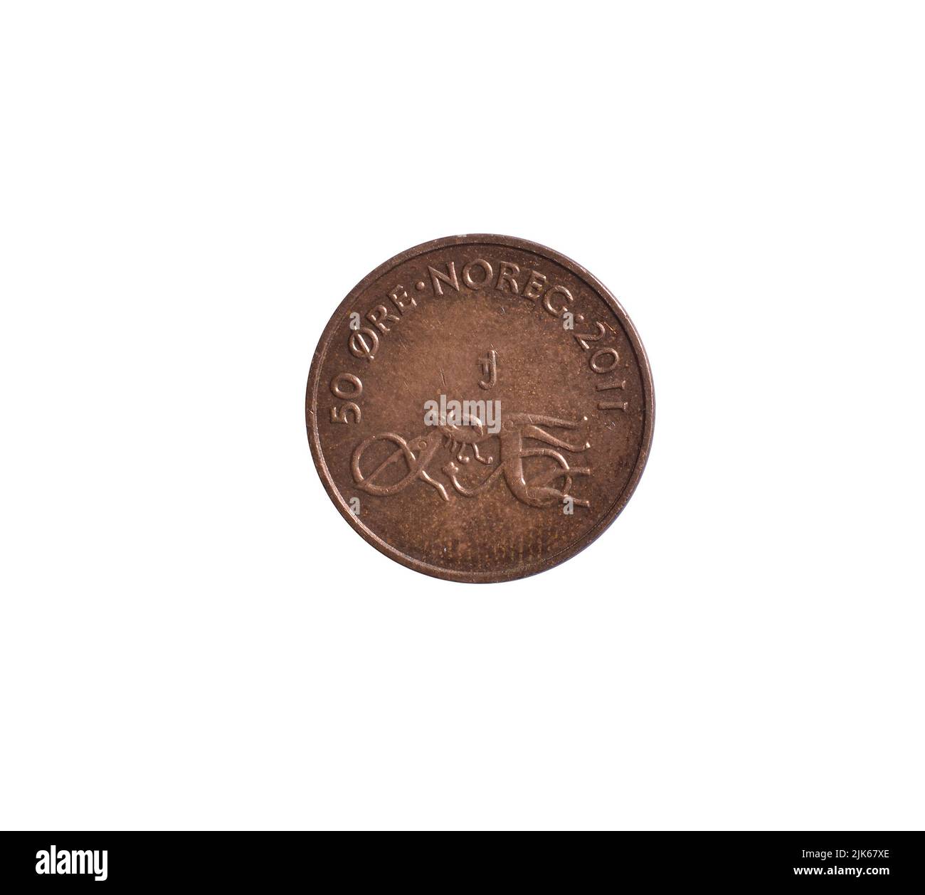 50 Ore coin made by Norway in 2011 Stock Photo - Alamy