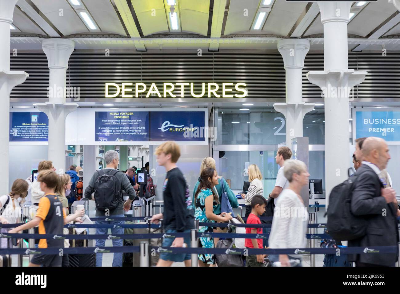 King’s Cross St. Pancras is seen to be busy this morning. Long queues ...