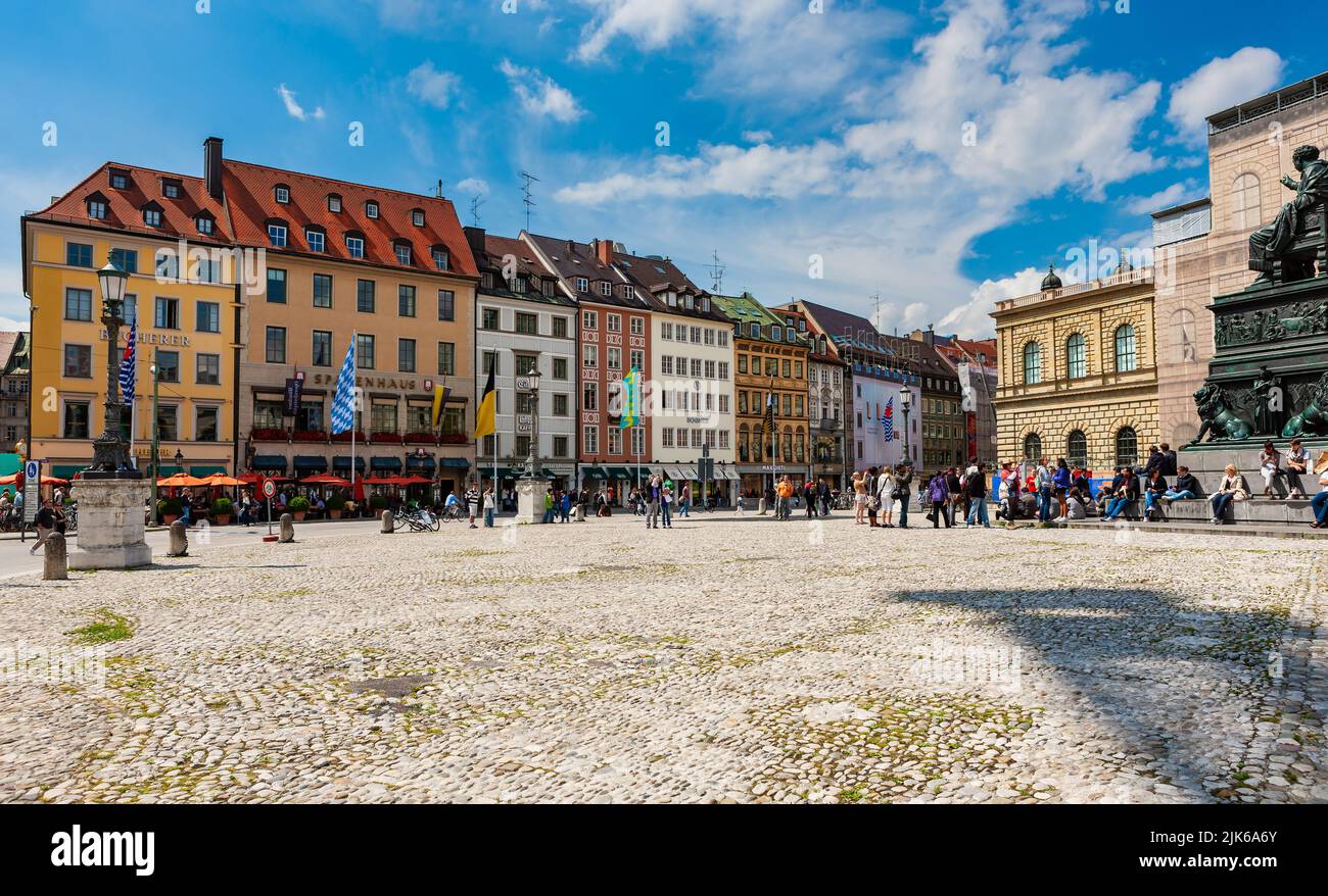 Munich, Germany - July 3, 2011 : Max-Joseph-Platz, large square in central Munich named after King Maximilian Joseph Stock Photo