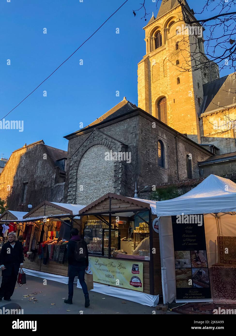 Paris, France, People Shopping on Street in French Christmas Market