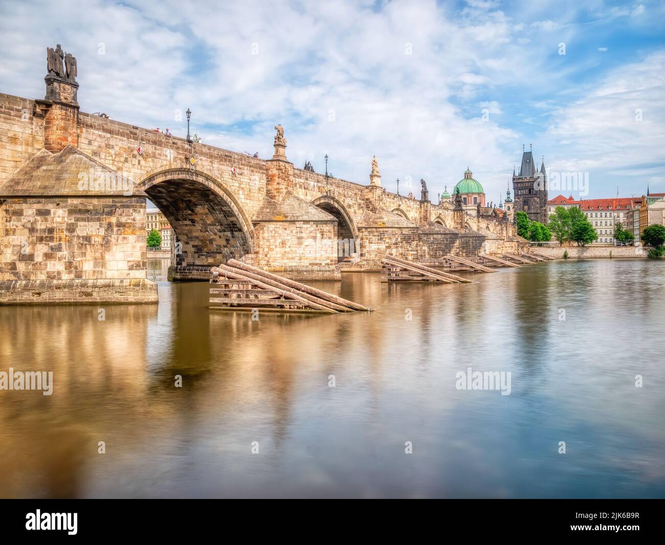 Prague, Czech Republic June 2022 View with the Charles Bridge main