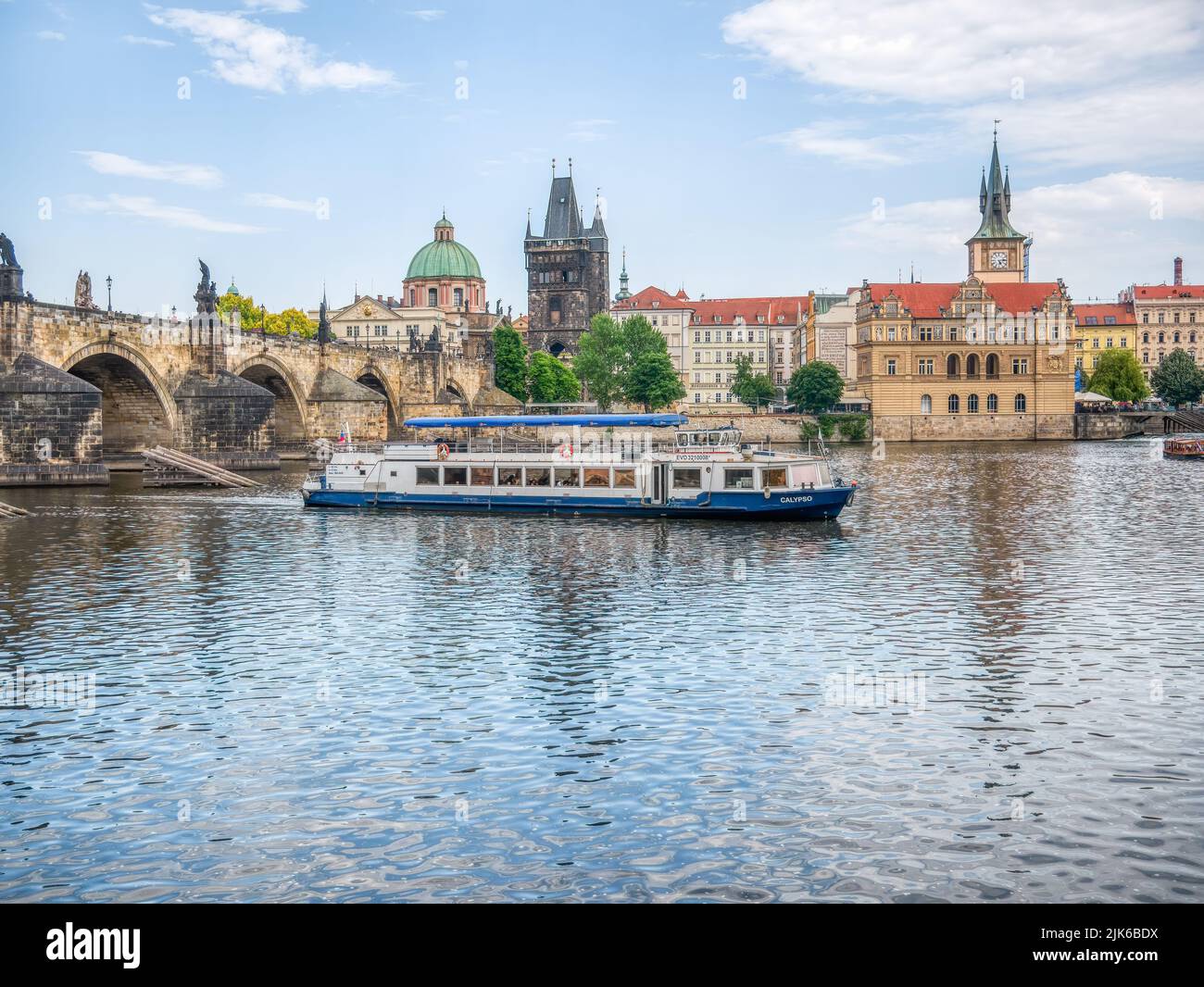 Prague, Czech Republic June 2022 View with the Charles Bridge main