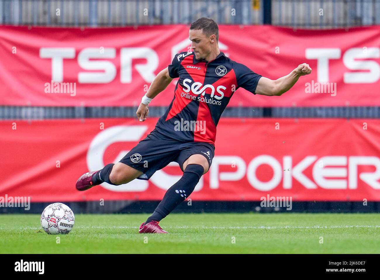 ALMERE, NETHERLANDS - JULY 31: Damian van Bruggen of Almere City FC during  the Preseason Friendly match between Almere City FC and Ajax at Yanmar  Stadion on July 31, 2022 in Almere,