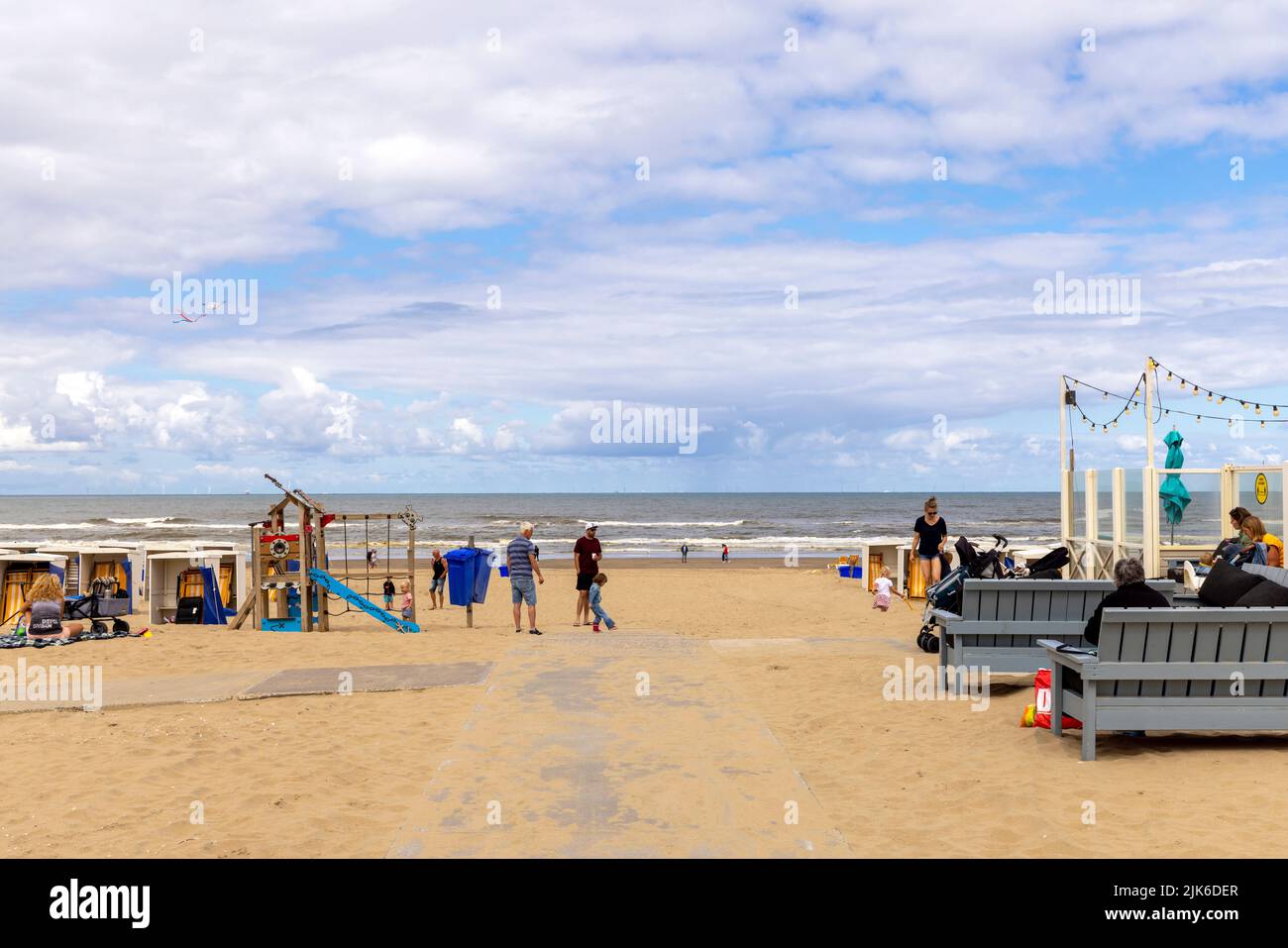 Summertime along the North Sea in Katwijk, South Holland, The Netherlands. Stock Photo
