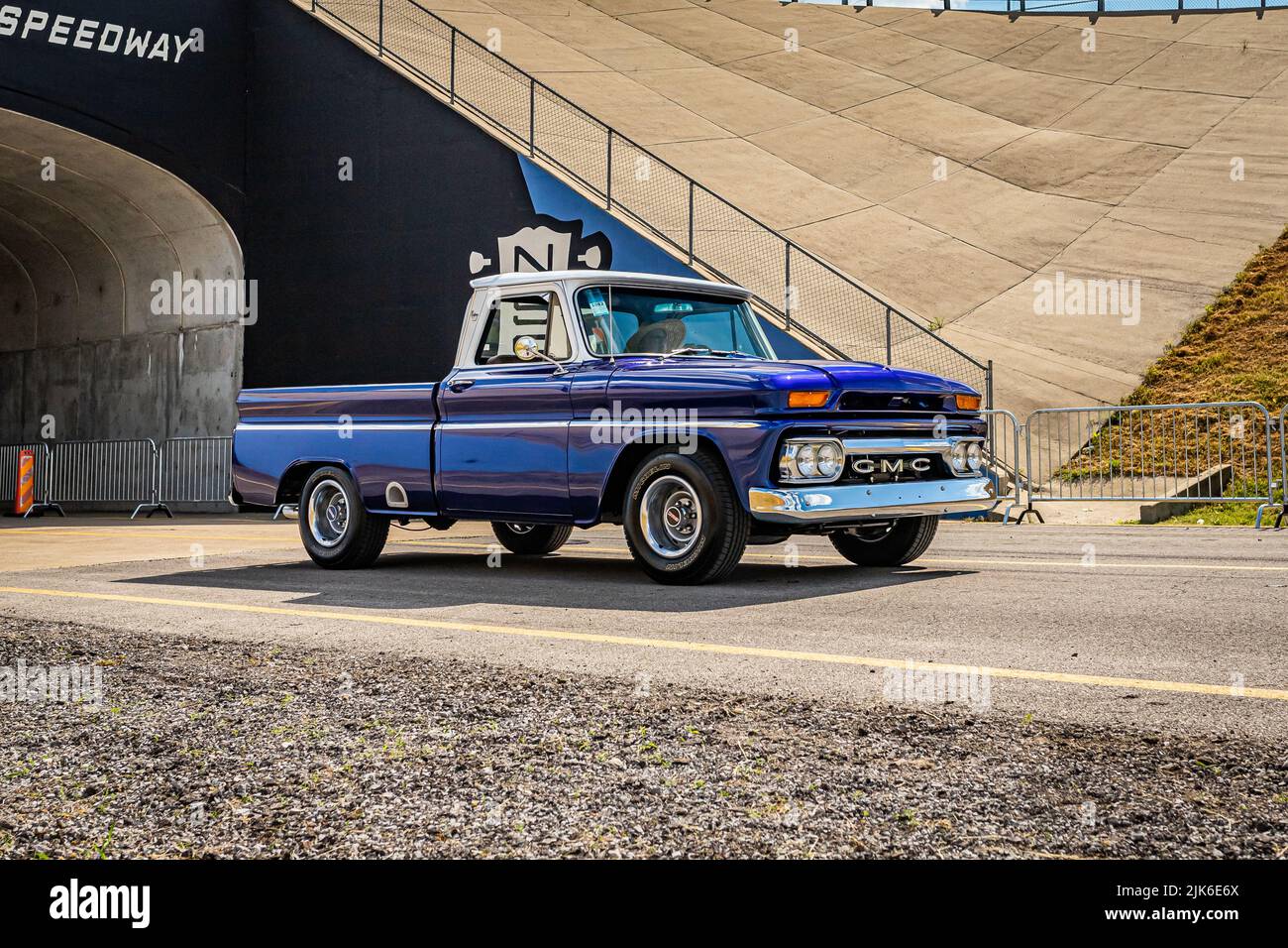 Lebanon, TN May 14, 2022 Wide angle front corner view of a 1963 GMC