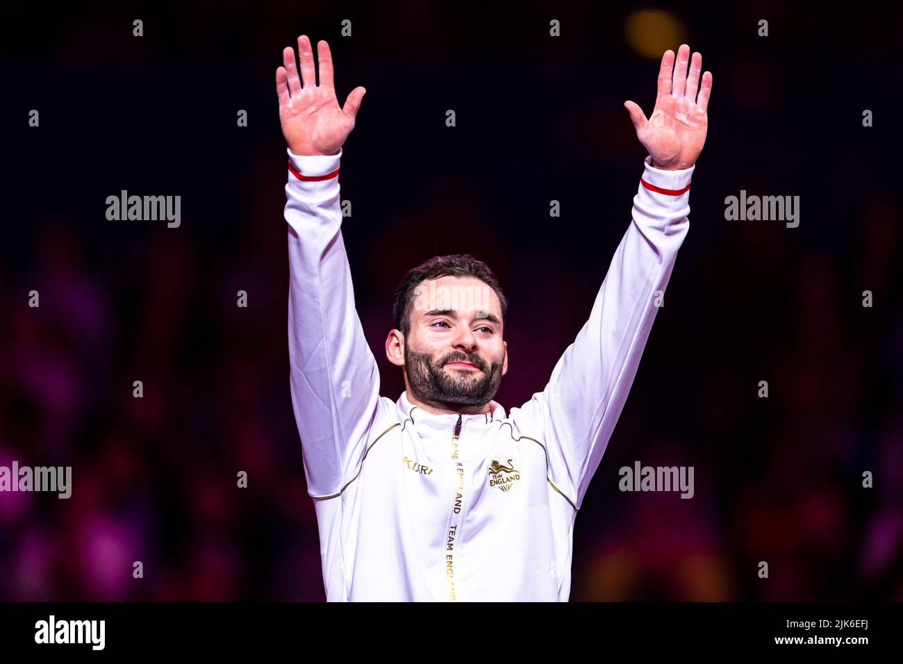 BIRMINGHAM, United Kingdom. 31st July, 2022. James Hall (ENG) celebrates after winning the