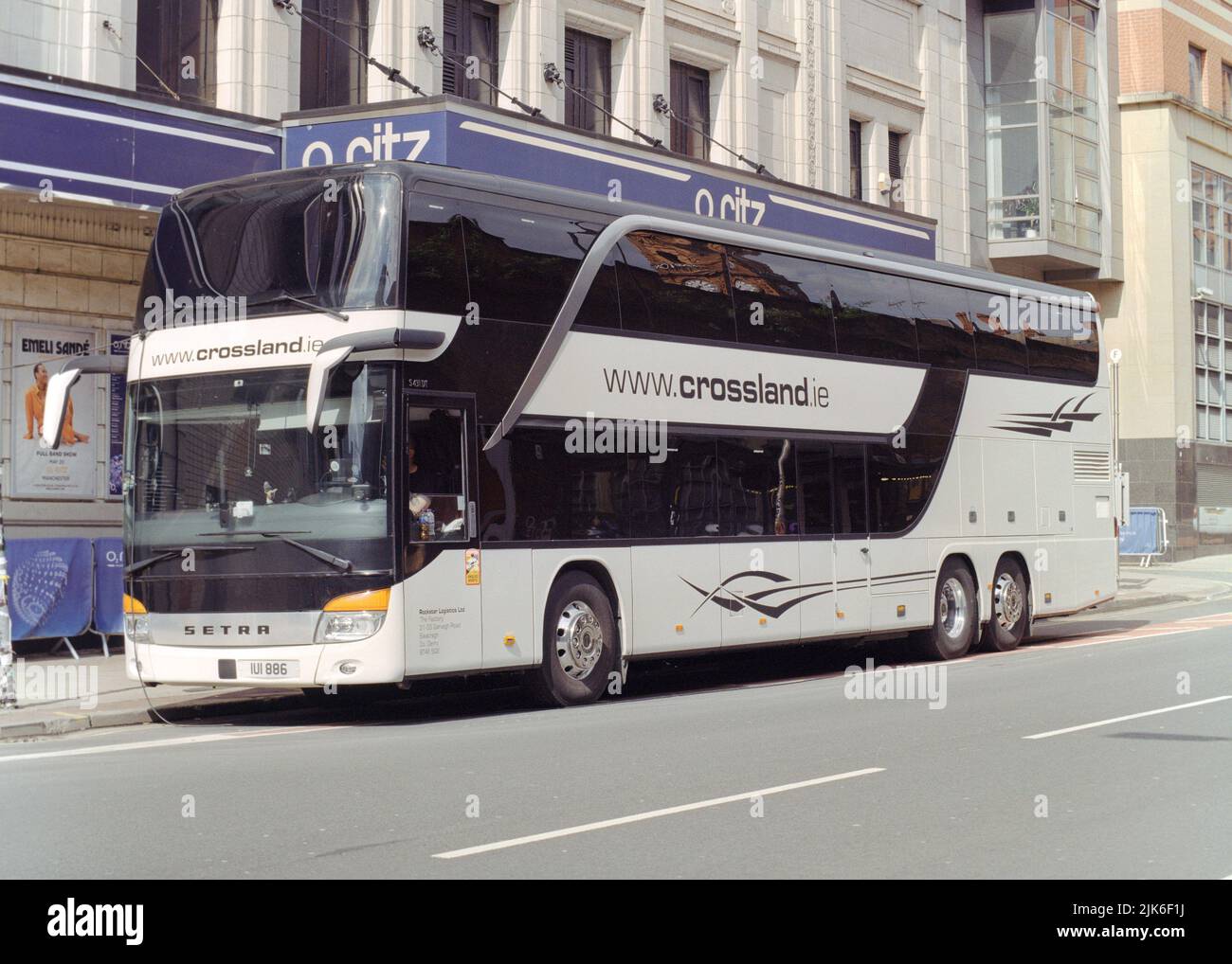 Manchester, UK June 2022 A double decker coach owned by Crossland on