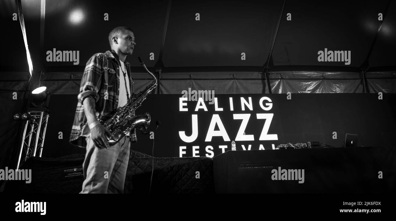 London, UK. 30 Jul 2022,, Binker & Moses at Ealing JAzz Festival 2022, Nigel R Glasgow/Alamy Live News Stock Photo
