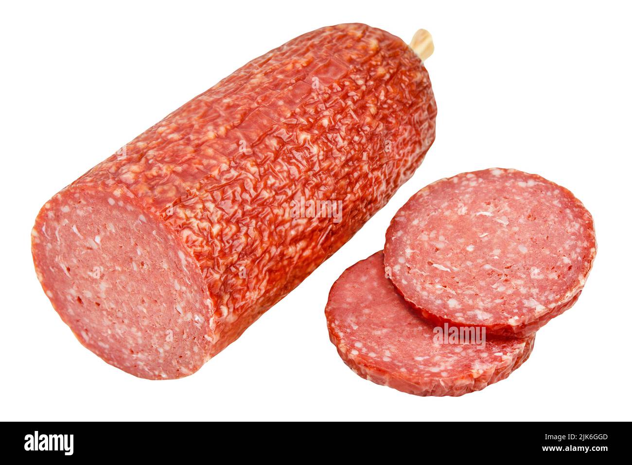 Turkey Salami isolated on white background closeup Stock Photo Alamy