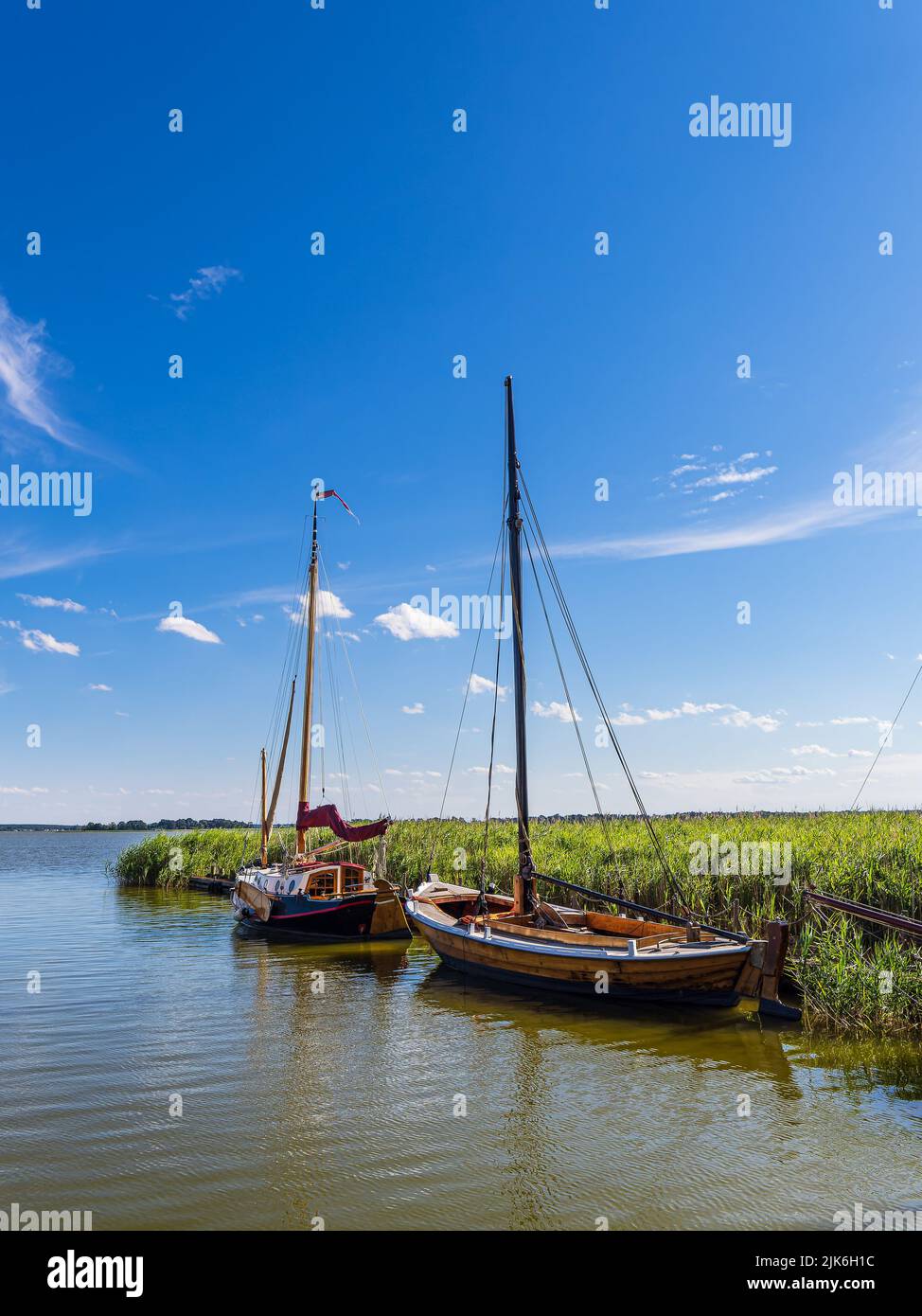 Sailboats in the port of Wieck, Germany. Stock Photo