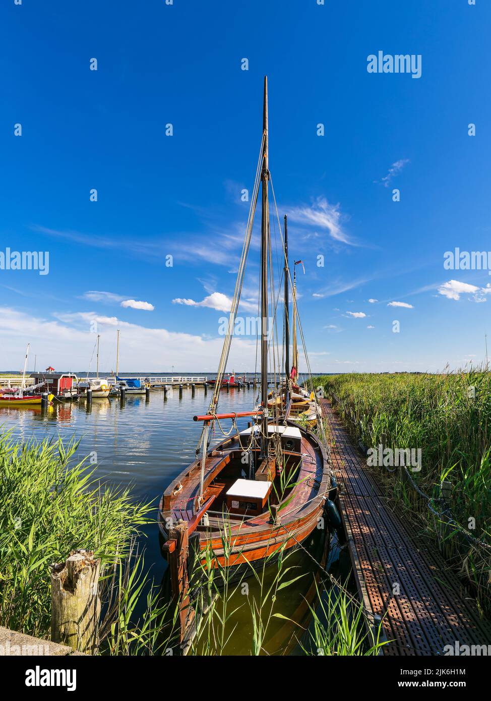 Sailboats in the port of Wieck, Germany. Stock Photo