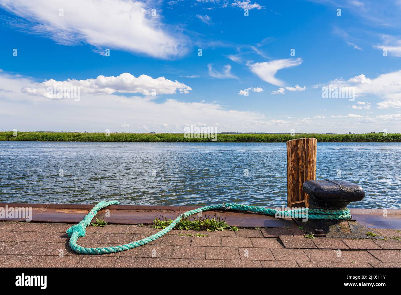 Landing stage in the port of Wieck, Germany. Stock Photo