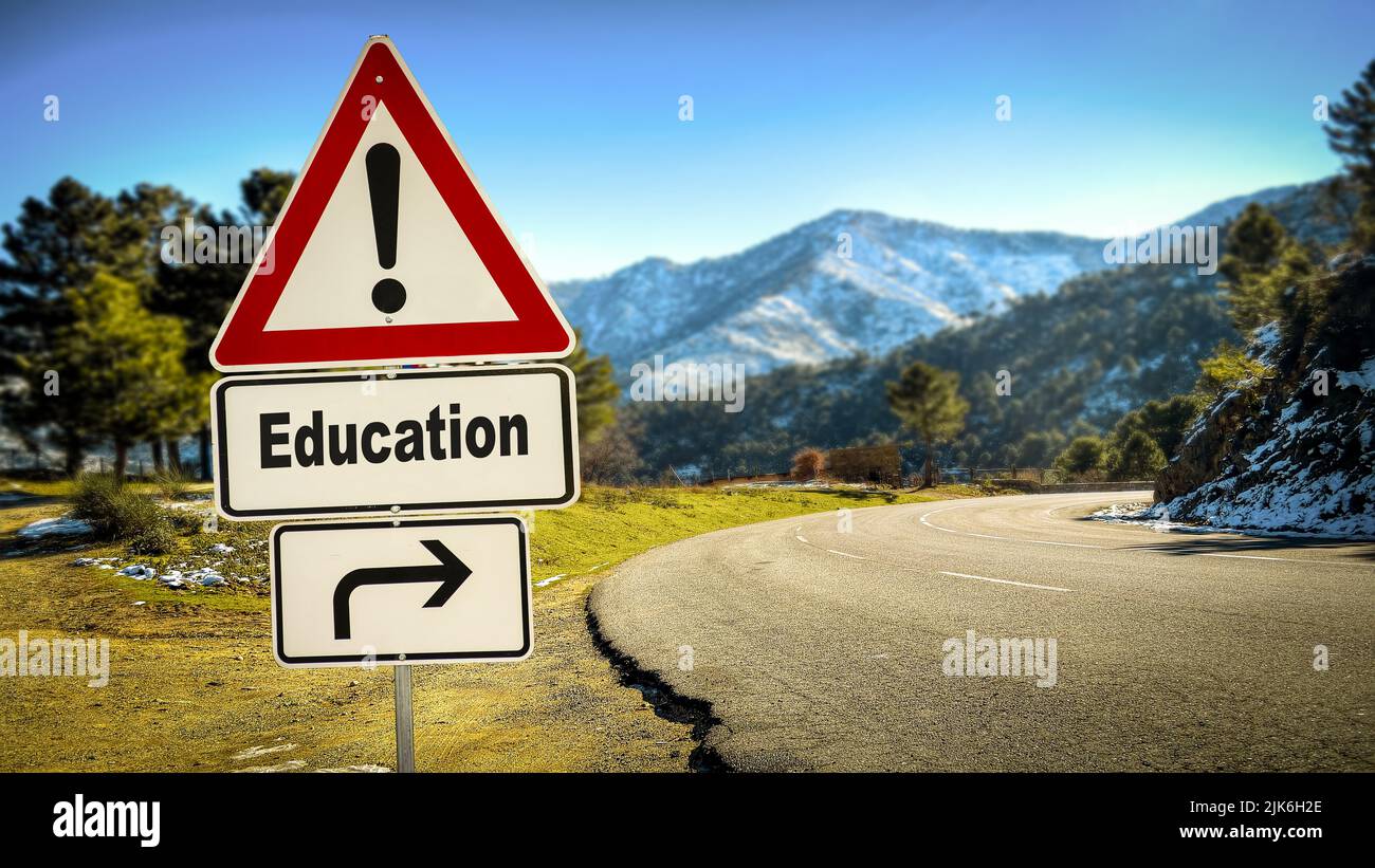 Street Sign the Direction Way to Education Stock Photo - Alamy