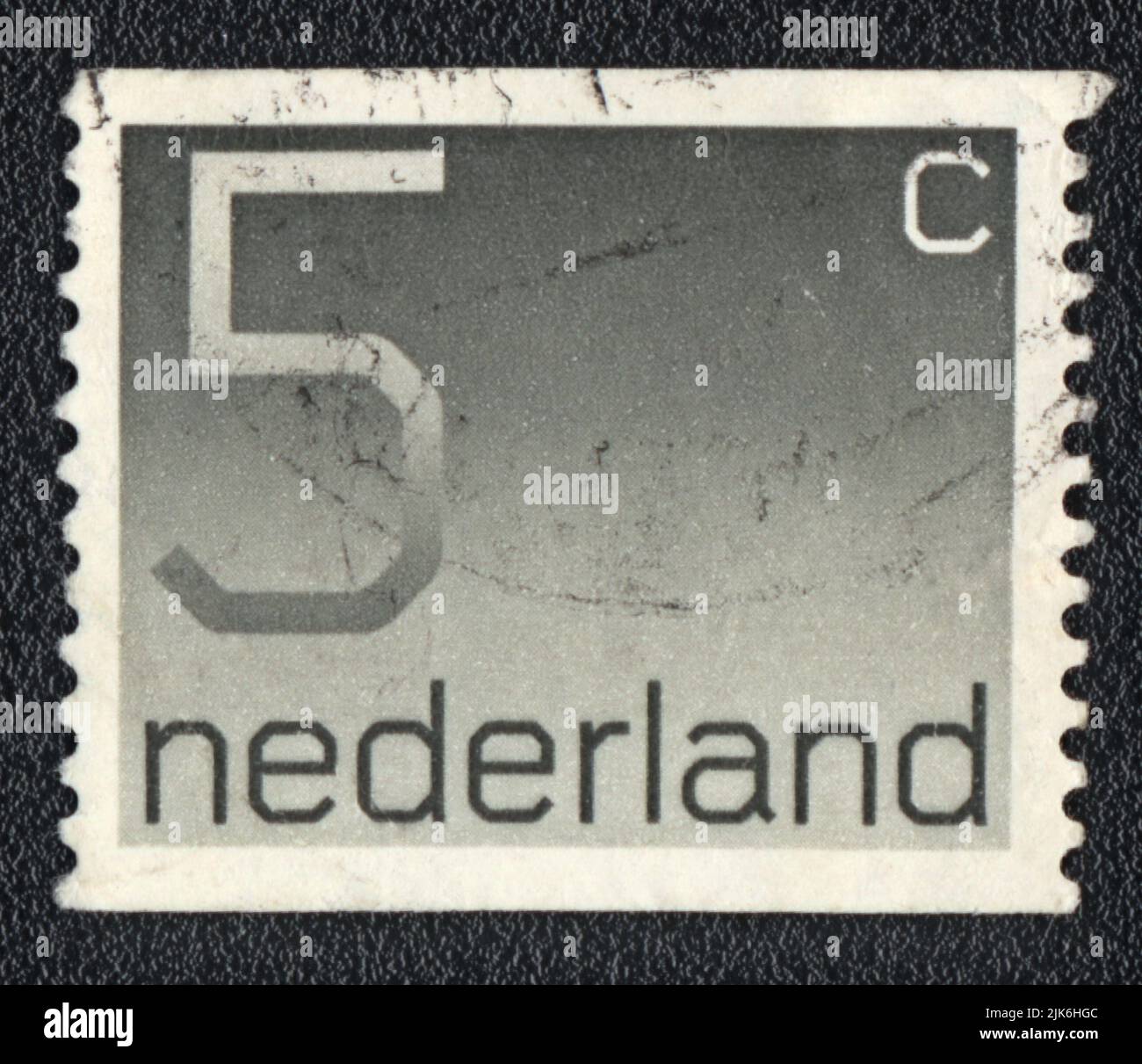 A stamp printed in Netherlands  shows five cents 5 c nederland, circa 1982 Stock Photo