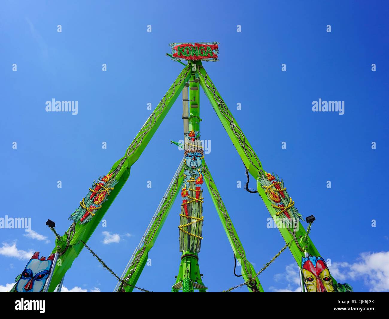 'Konga' funfair ride at the popular funfair 'Rheinkirmes' 2022 in Düsseldorf/Germany, the biggest funfair on the Rhine. Stock Photo