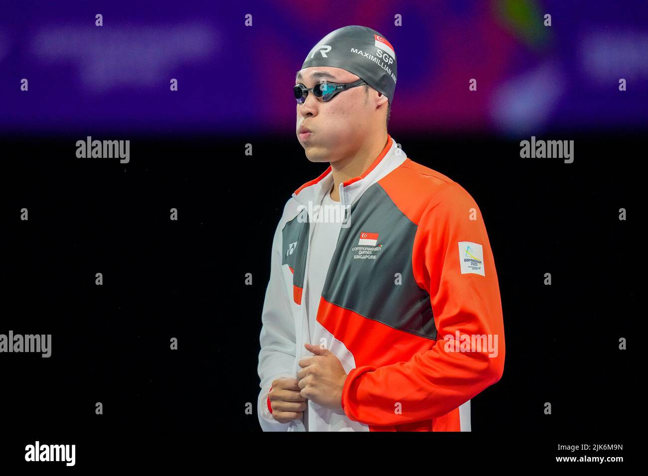 Smethwick, UK. 24th July, 2022. Maximillian Wei ANG (SGP) prepares for the Men's 200m Breaststroke Final at Sandwell Aquatics Centre, Smethwick, England on the 29 July 2022. Photo by David Horn. Credit: PRiME Media Images/Alamy Live News Stock Photo