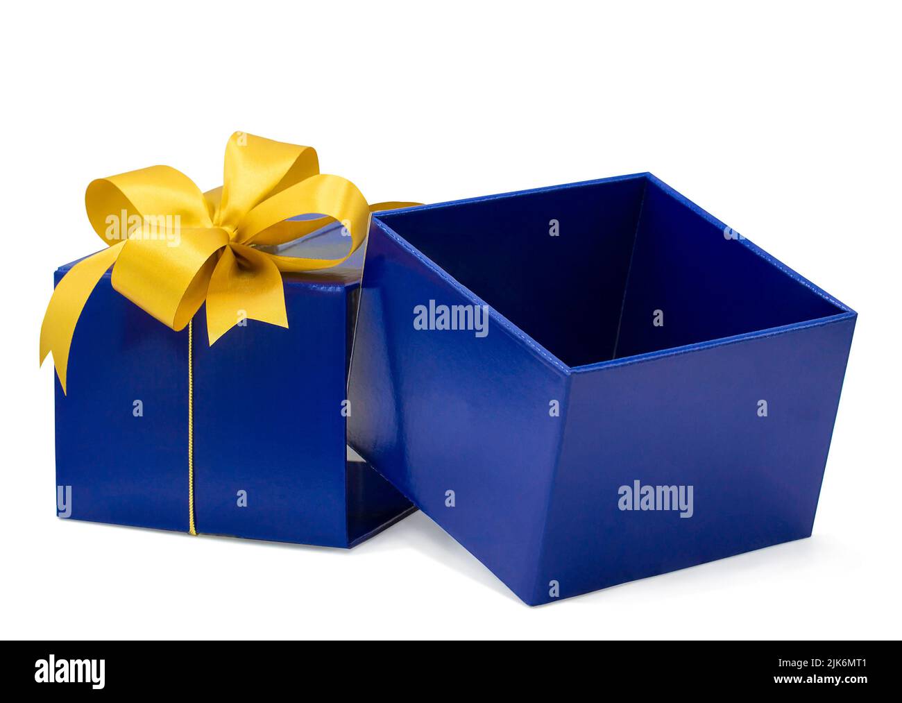 Blue gift box isolated on white background with clipping path,Christmas day,New Year day,Giving tuesday Stock Photo
