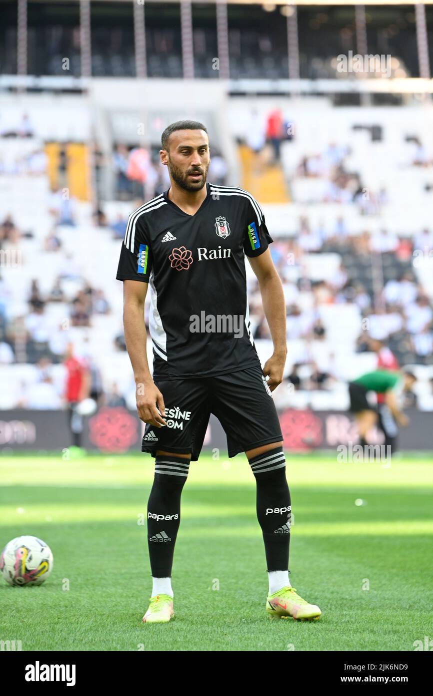 Cenk Tosun of Besiktas JK controls the ball duing the 2023/24 UEFA