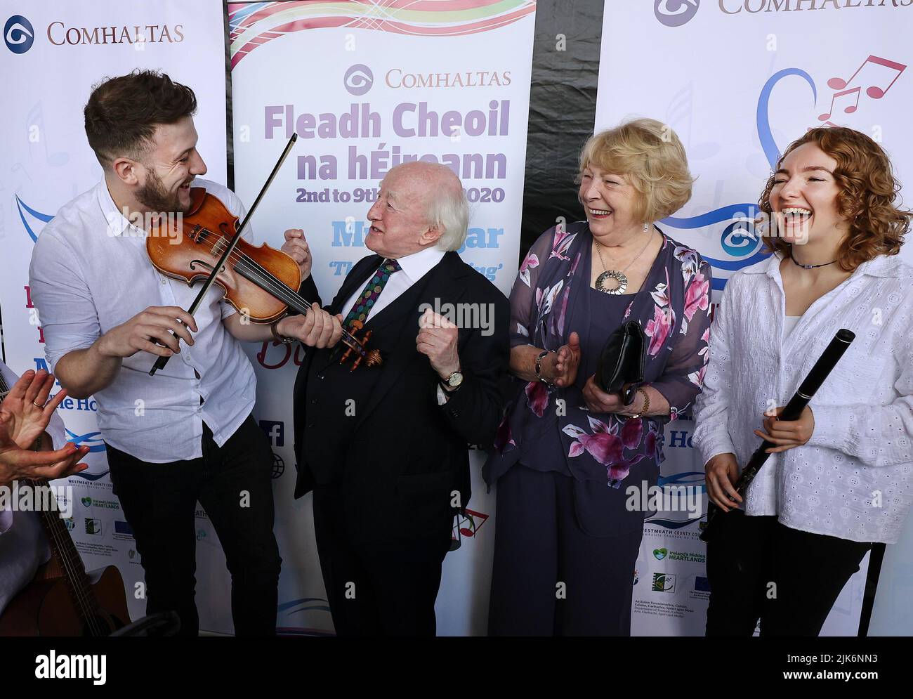 President Michael D Higgins And His Wife Sabina (second Right) With ...