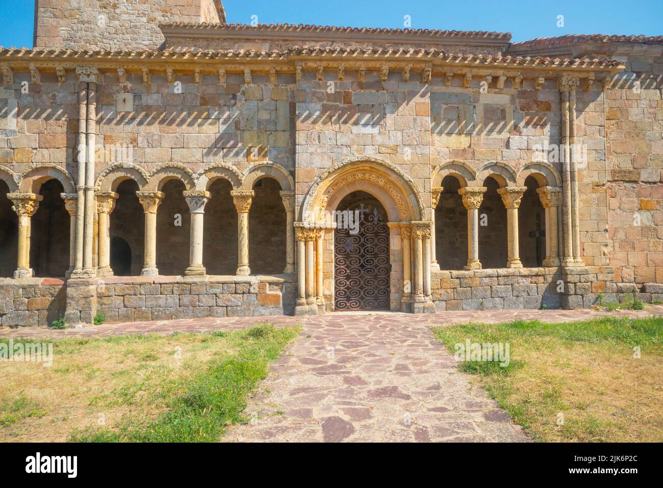 Atrium of San Julian y Santa Basilisa church. Rebolledo de la Torre, Burgos province, Castilla leon, Spain. Stock Photo