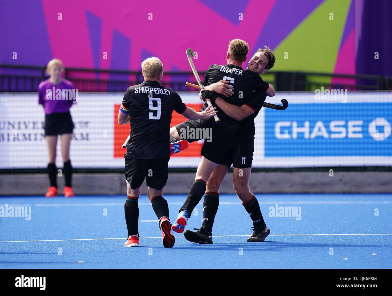 Wales' James Carson (right) celebrates scoring their side's second goal