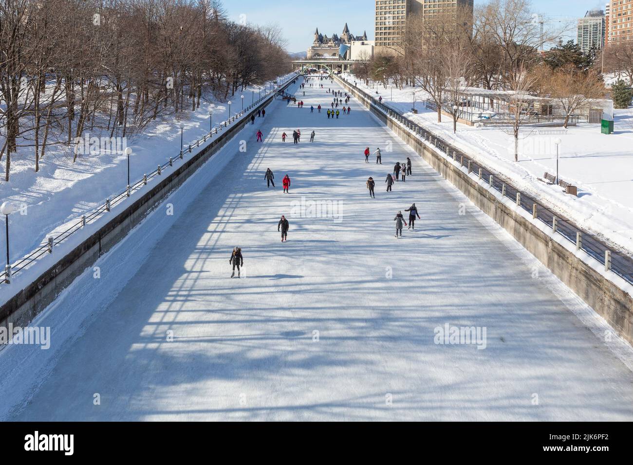 Skating on the Rideau Canal, Ottawa, Canada Stock Photo