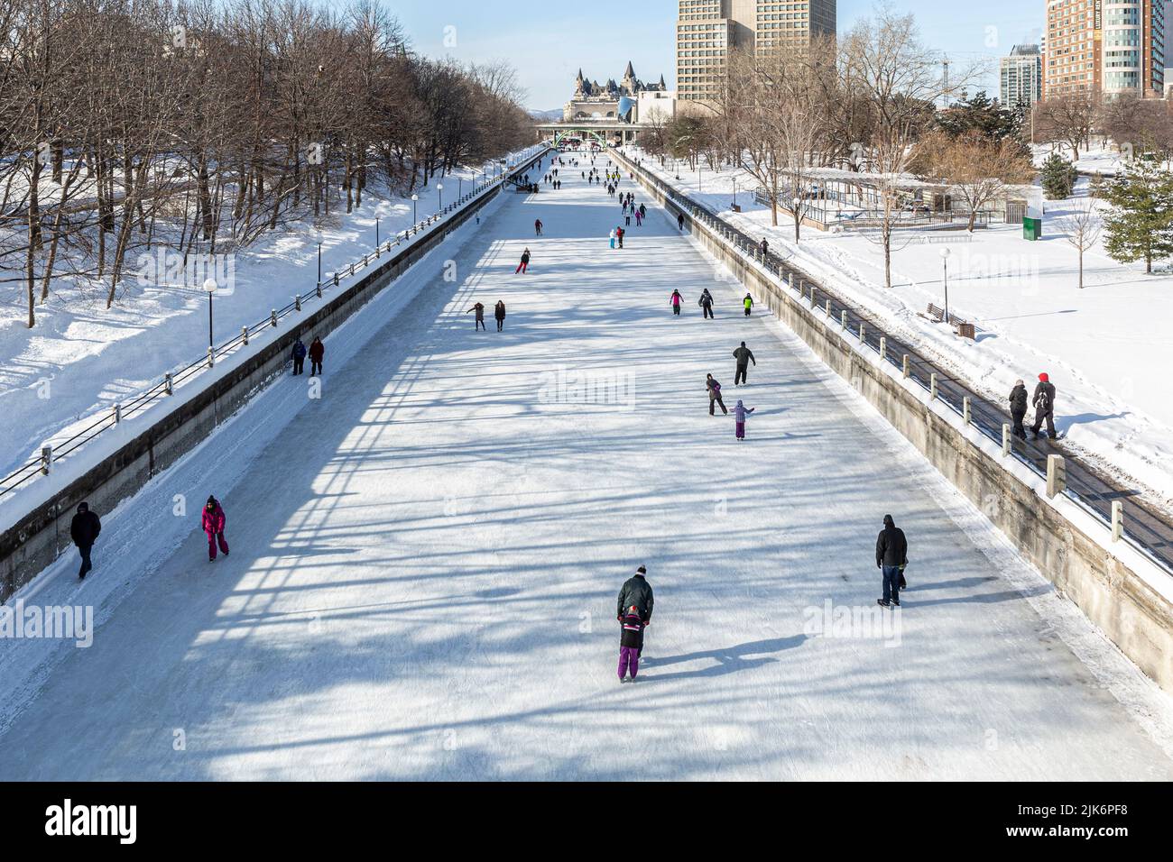 Skating on the Rideau Canal, Ottawa, Canada Stock Photo