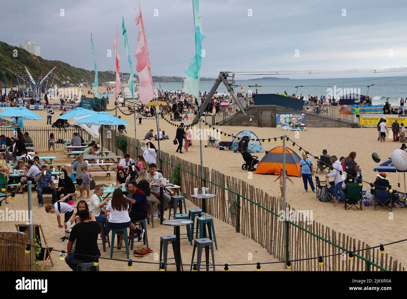 Bournemouth, Dorset, UK. 31 Jul, 2022. UK Weather: Overcast weather in Bournemouth as brits still pack the beach. Photo Credit: Paul Lawrenson /Alamy Live News Stock Photo