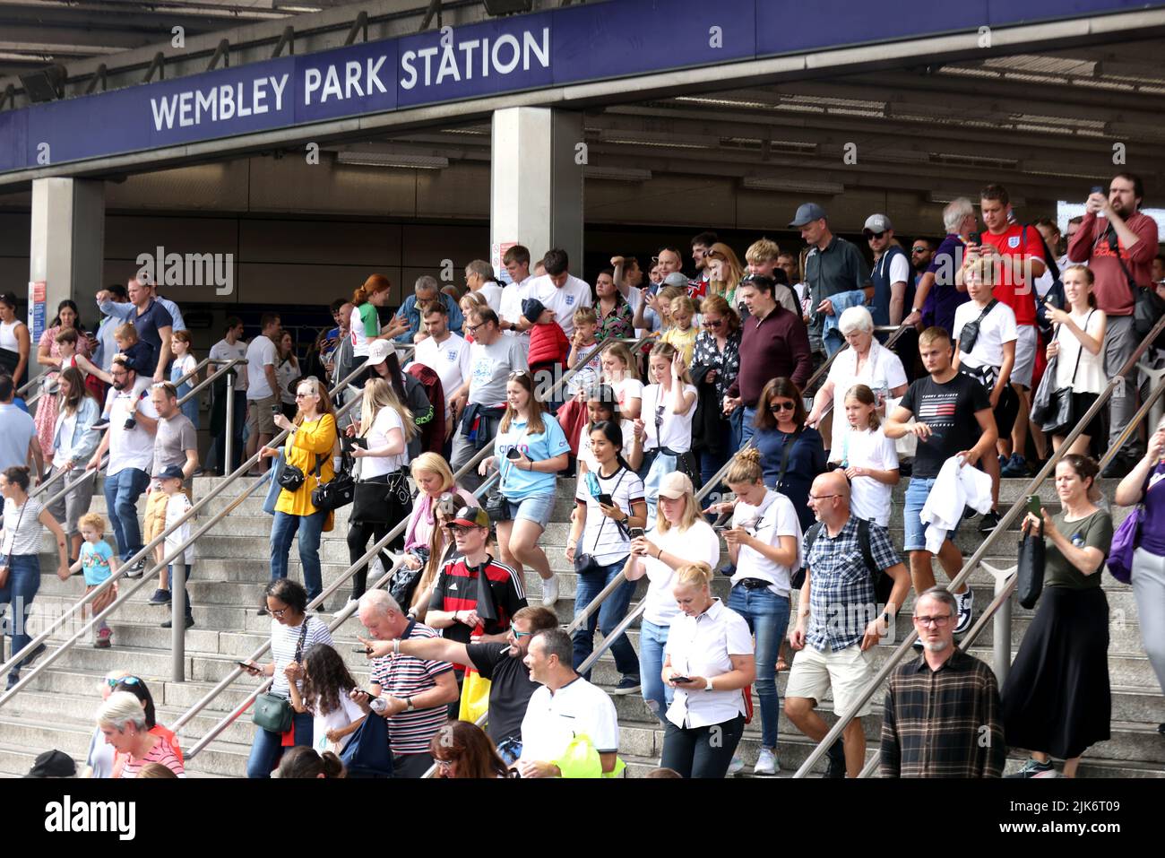 Fans make their way to the stadium from the Wembley Park Station tube