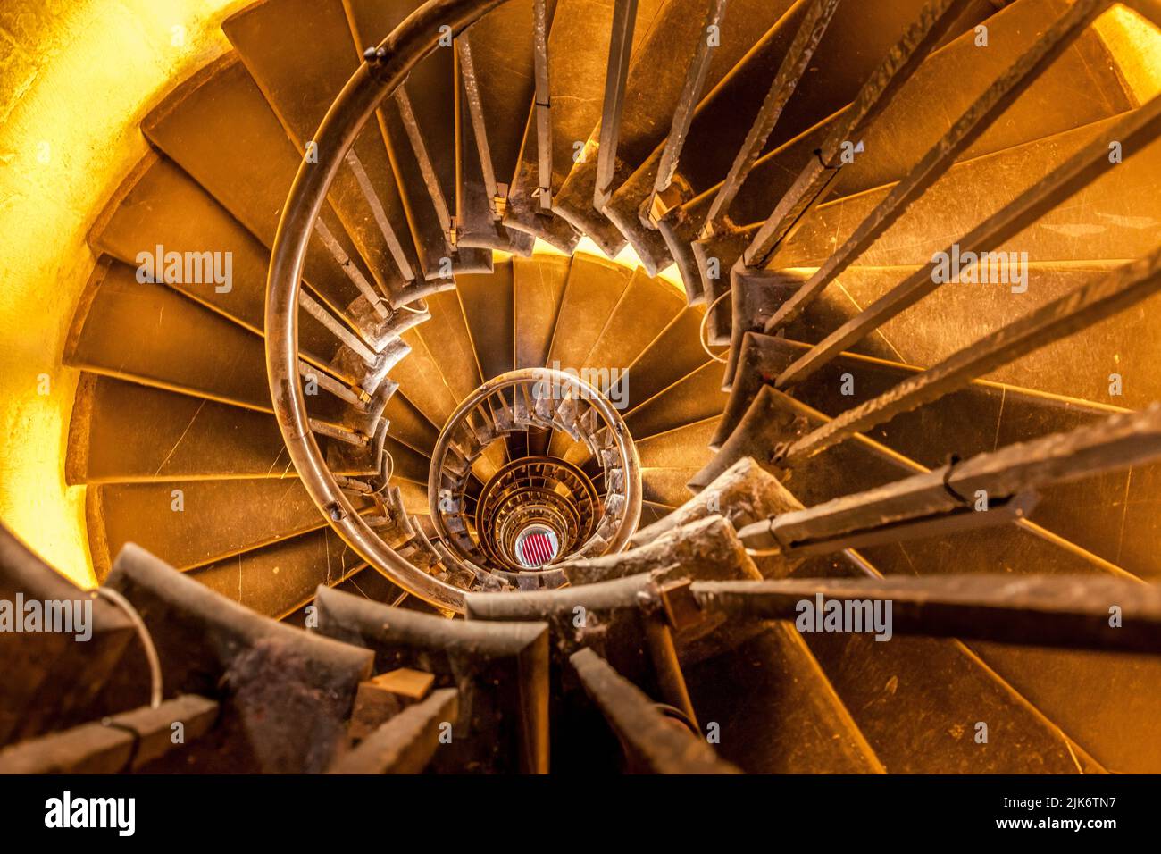 LONDON, UK - NOVEMBER 6 : Spiral Staircase in Monument Tower in London on November 6, 2012 Stock Photo