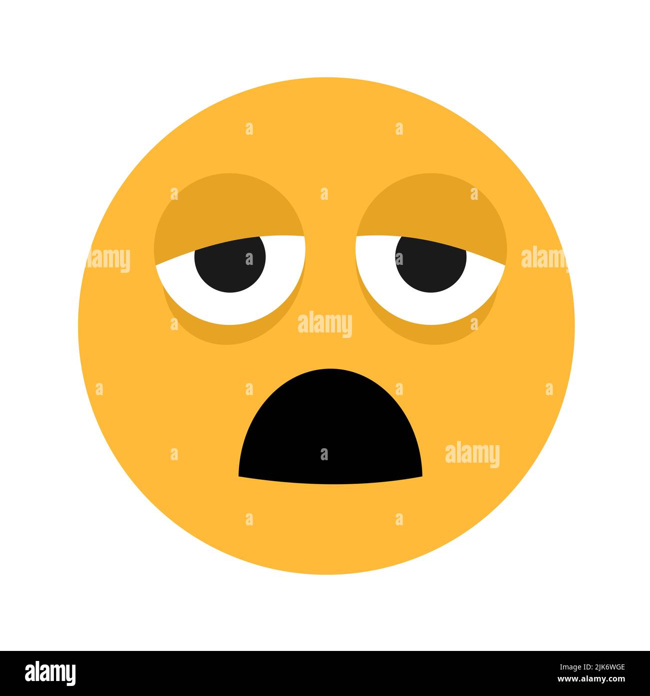 Tiredness, exhaustion, fatigue and burn out - tired, exhausted and worn out person, man and human with dark circle under eyes. Emoji and emoticon. Vec Stock Photo