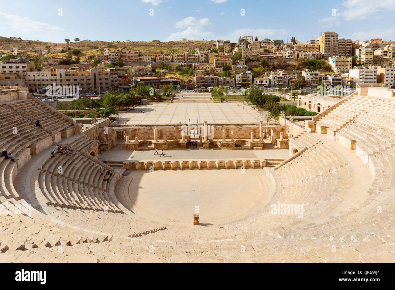 Jordan, Amman : View of the Roman Theater and the city of Amman, Jordan Stock Photo