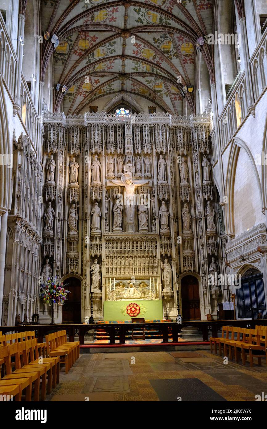 St Albans cathedral, High Alter screen, interior, Hertfordshire Stock Photo
