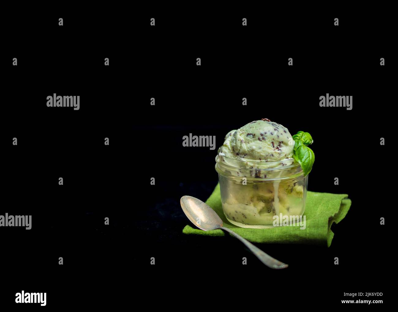 Basil chocolate chip ice cream Stock Photo Alamy