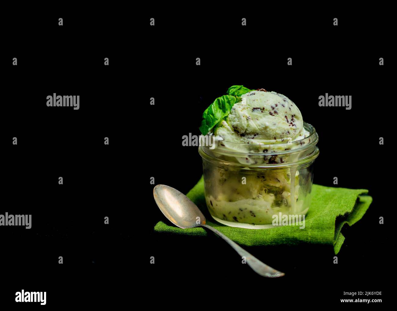 Basil chocolate chip ice cream Stock Photo Alamy