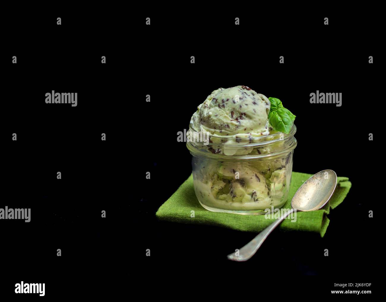 Basil chocolate chip ice cream Stock Photo Alamy