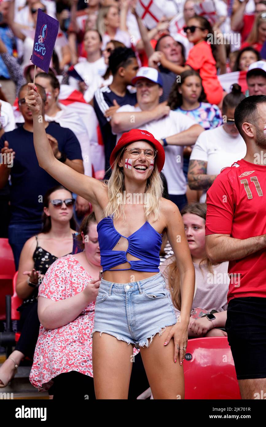 England fans ahead of the UEFA Women's Euro 2022 final at Wembley Stadium, London. Picture date: Sunday July 31, 2022. Stock Photo