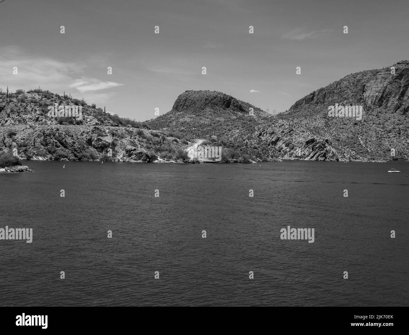 The beautiful reservoir known as Canyon Lake is a boaters paradise near Phoenix Arizona with shear rock walls, beautiful water and lots of animals Stock Photo