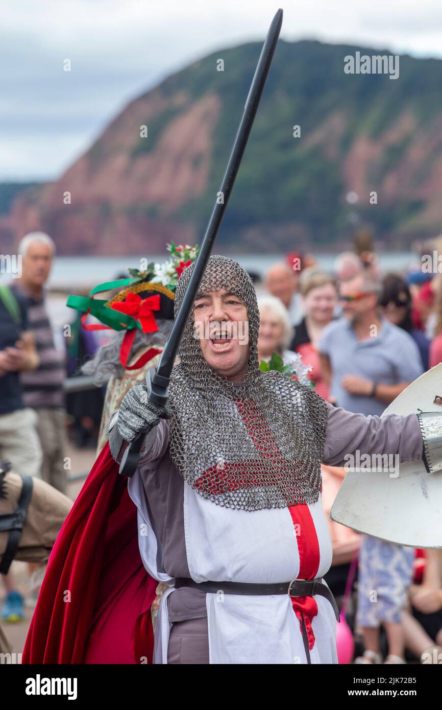 Sidmouth, UK. 31st July 2022 Plays and sagas entertain the visitors to Folk Festival. Tony Charnock/Alamy Live News Stock Photo