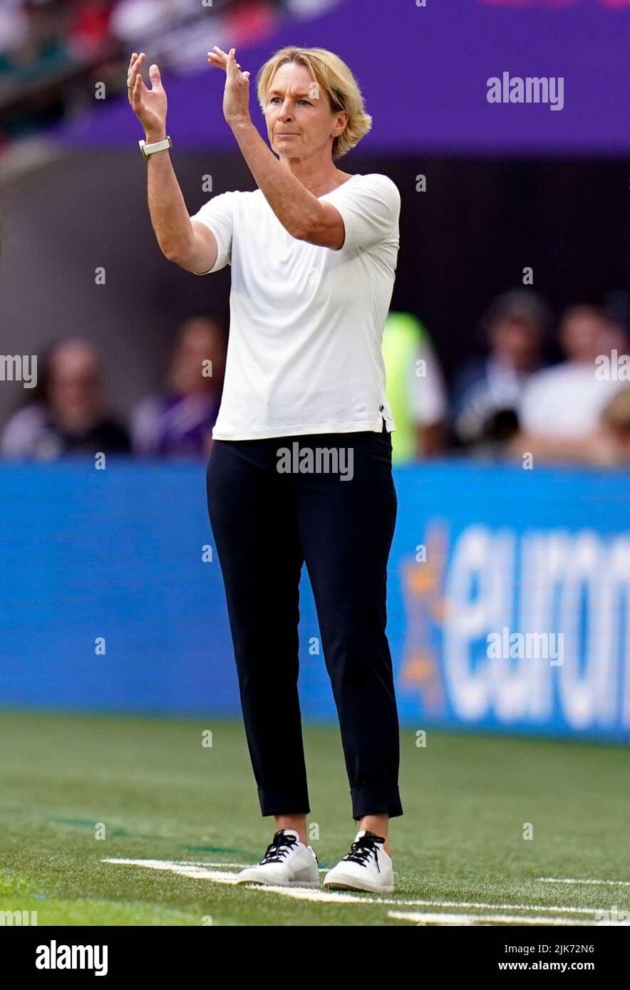 Germany head coach Martina Voss-Tecklenburg during the UEFA Women's Euro 2022 final at Wembley Stadium, London. Picture date: Sunday July 31, 2022. Stock Photo
