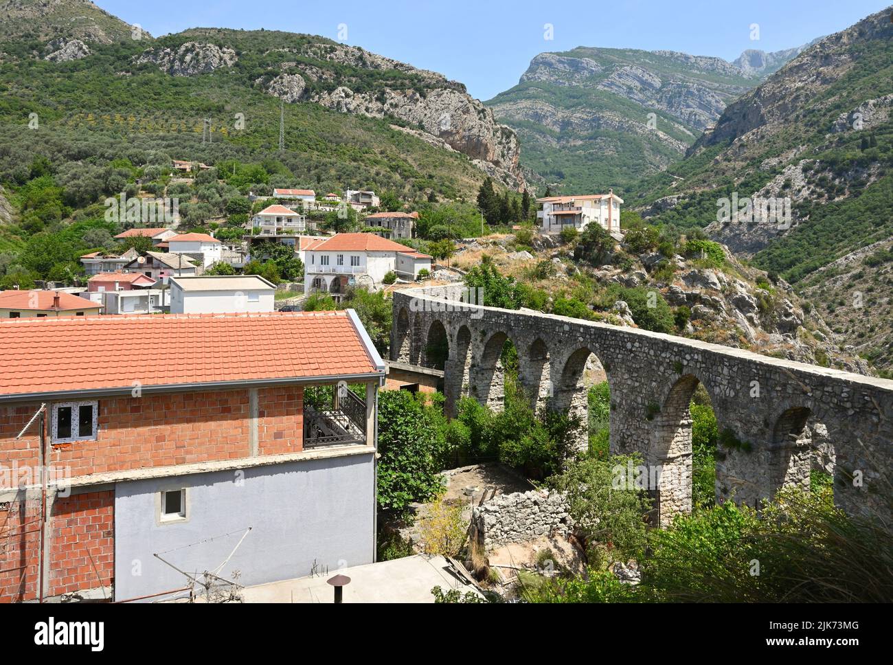 Aqueduct in Stari Bar town near new city of Bar. Montenegro, Europe