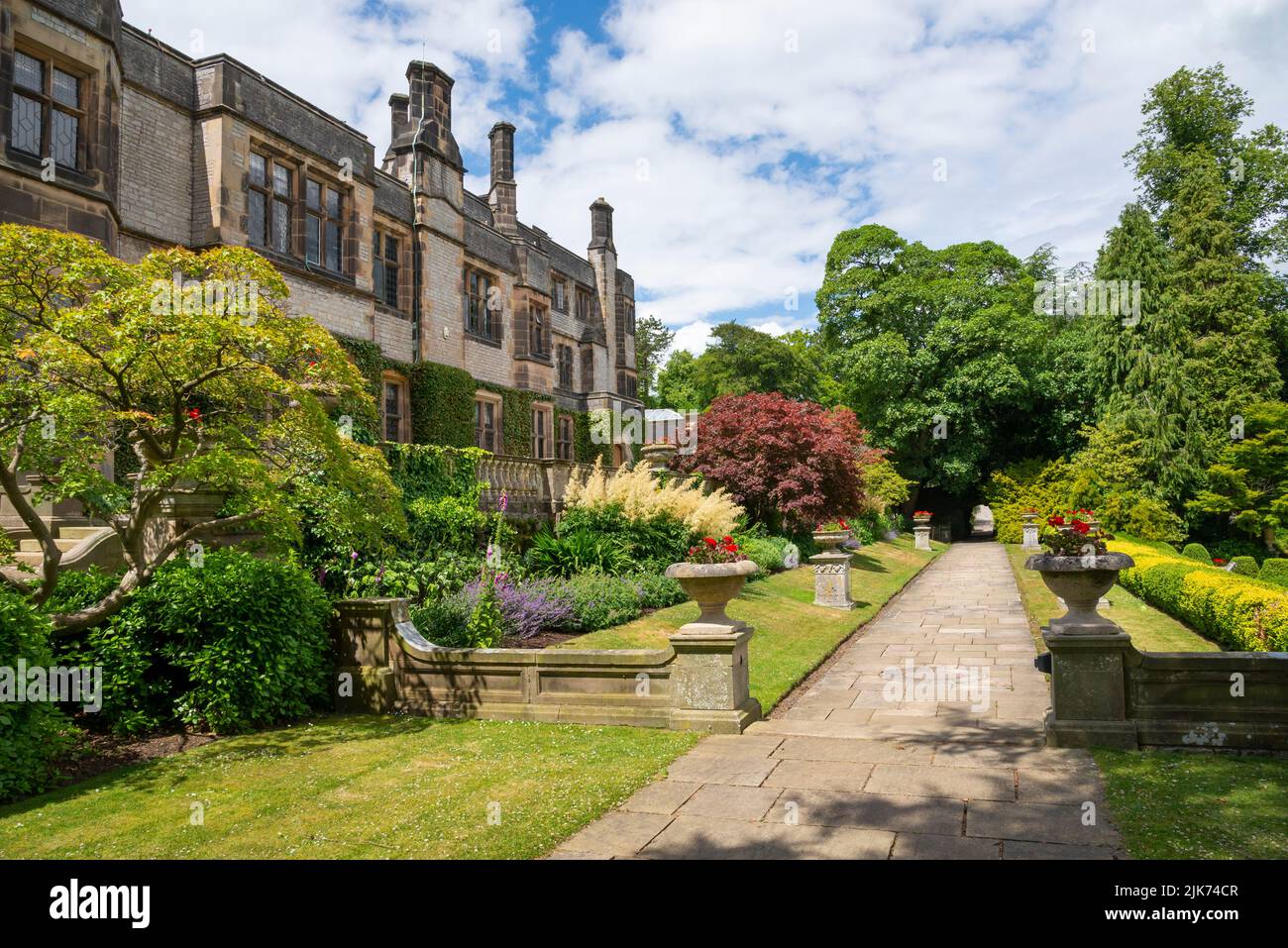 Thornbridge Hall and gardens near Bakewell in the Peak District, Derbyshire, England. Stock Photo