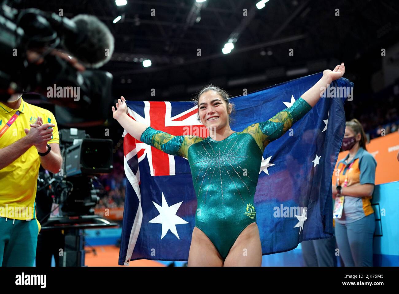 Australia's Godwin reacts after winning the women's all round