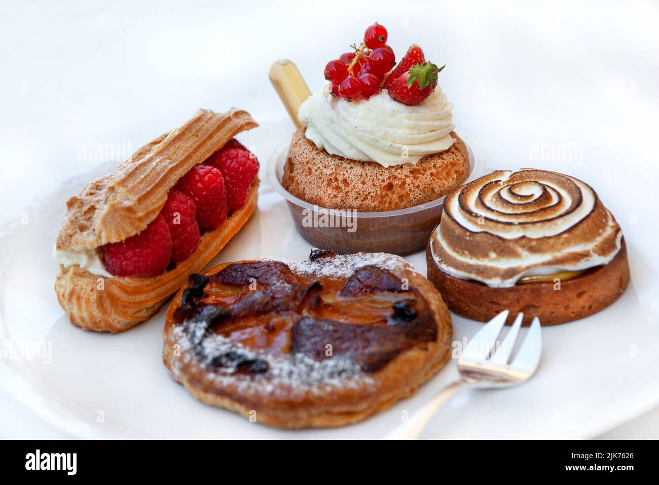 Collection of pastries on a white plate Stock Photo