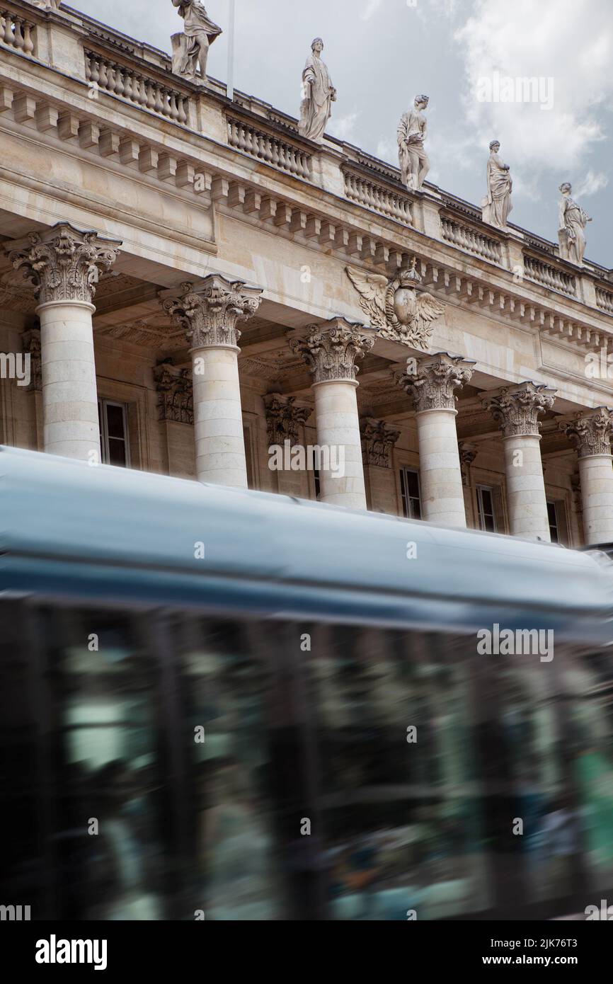 Tram in front of the Opera of Bordeaux city Stock Photo